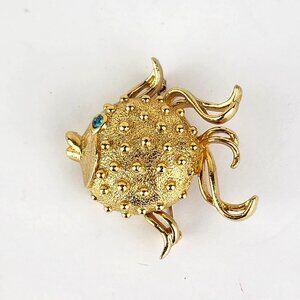 Vintage Fuller Brush Co Goldtone Blue Eye Perfume Locket Brooch